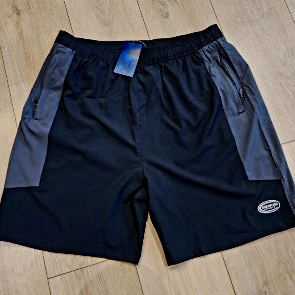 Men's Black and Gray Athletic Shorts